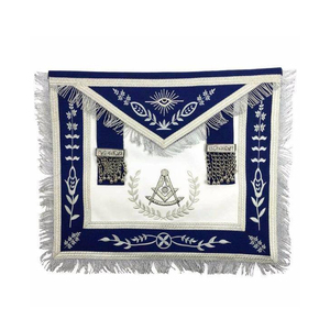 Delantal Masónico Personalizado para Maestro Masón, Regalia de Logia Azul con Hilos Plateados, Proveedor de Fábrica OEM ODM - Product Image 1