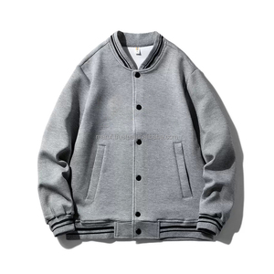 Veste universitaire noire de haute qualité pour homme MSWVJ112 100% coton, col montant, respirante, coupe-vent, en polaire, vêtement d'hiver long - Product Image 3