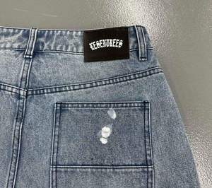 LeSantrees <b>Men's</b> High Waist Ripped Denim Bermuda <b>Shorts</b> With Frayed Hem And Distressed <b>Patches</b> Street Style Cotton Woven - Product Image 5