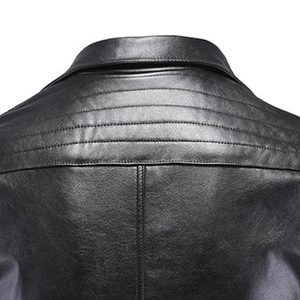 Chaqueta de Cuero Negra Personalizada para Hombre, Chaqueta de Motero con Tachuelas de Calavera, Manga Acanalada, Estilo Punk Rockstar, Piel de Cordero Auténtica, OEM - Product Image 6