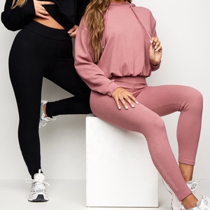 Ensemble de vêtements de sport pour femmes, leggings de jogging décontractés respirants à coupe ample, veste de yoga à manches longues, couleur unie, hiver - Product Image 5