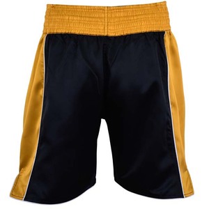 Shorts de boxe pour hommes, noir et jaune, 100 % polyester respirant, vêtements d'arts martiaux, taille adulte, coupe classique - Product Image 6
