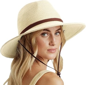 Chapeau Panama respirant personnalisé avec logo, couleur rose unie, grand chapeau Fedora de cowgirl en paille, ajustable, décontracté, pour le cyclisme, la randonnée, style jazz - Product Image 3