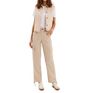 Chaleco sin mangas de mezclilla tejida vintage para mujer, con botones frontales, ecológico, cortavientos, informal, de alta calidad - Product Image 5