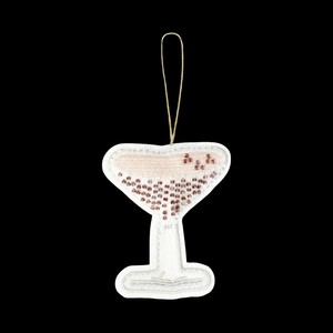 Ornement suspendu en verre à cocktail Zari, décoration artisanale perlée pour verre à martini, pour Noël, décoration de fête et cadeau de remerciement, vente en gros - Product Image 3