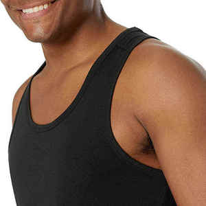 Débardeur pour homme OEM, couleur noire unie, personnalisé, sans manches, col rond, grande taille, style streetwear, confortable et de qualité. - Product Image 5