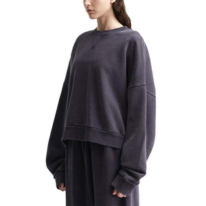 Vêtements de course d'hiver épais 300 GSM, pull à manches longues col rond avec broderie lettre - Product Image 2