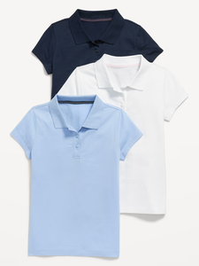 Lot de 3 polos blancs en coton pour filles, uniforme scolaire, école primaire, tissu Oxford, fabriqué au Pakistan - Product Image 4