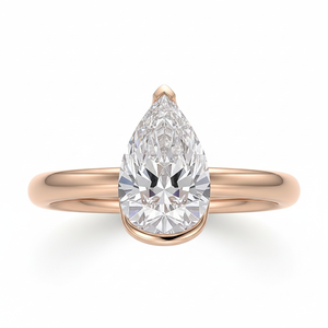 Bague solitaire en or 14 carats avec diamant de laboratoire taille poire couleur E pureté VVS1 certifié IGI, sertie à griffes, pour femme, mariage et fiançailles - Product Image 2