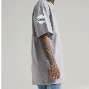 T-shirts vierges personnalisés non étiquetés 240g en coton épais, coupe ample et carrée, col rond uni pour homme - Product Image 1