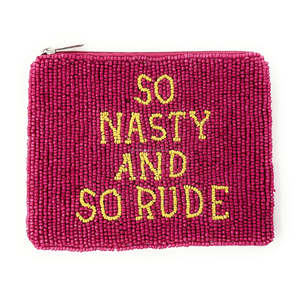 Monedero con Cierre y Cuentas con Frases Divertidas, Bordado 'So Nasty and So Rude', Bolsa Personalizada con Cuentas de Semillas, Idea de Regalo, Bolso de Mano - Product Image 2