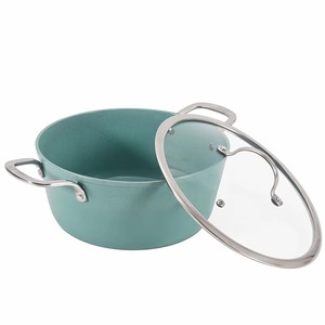 Hermosas Cacerolas Forjadas con Revestimiento Cerámico y Tapa de Vidrio, Bellamente Elaboradas por KHOOSI OVERSEAS - Product Image 1
