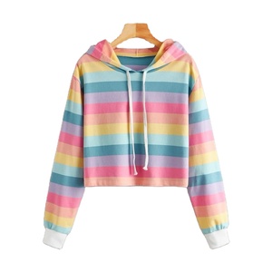 Custom Luxury Clothing Manufacturers Women's Striped Sweatshirts Hoodies Pullovers & <b>Zip</b> <b>Ups</b> - Product Image 1