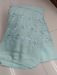 Tela de Georgette sintética con bordado de espejo para ropa étnica de hombre y mujer, Kurta, Kurti, Lehenga, material para vestidos, etc. - Product Image 1