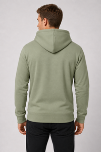 Sweat-shirt à capuche en molleton vert uni pour homme, coupe classique, pull décontracté avec poche avant, 100% coton, vêtement d'automne - Product Image 2