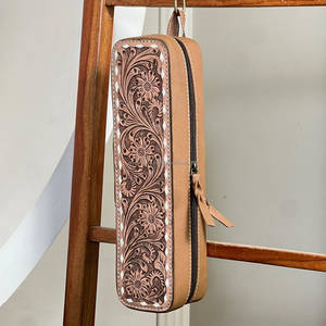 กระเป๋าใส่เครื่องม้วนผมและเครื่องหนีบผมหนังวัวแท้ลาย Tooled ดีไซน์สุดฮิตประจำปี 2026 สำหรับเดือนกันยายน ทนความร้อน เหมาะสำหรับการเดินทาง - Product Image 2