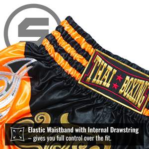 Pantalones cortos de Muay Thai con logo personalizado, tela satinada, ligeros, transpirables, con cintura elástica, para entrenamiento en el gimnasio, para hombres y mujeres, para fitness. - Product Image 3