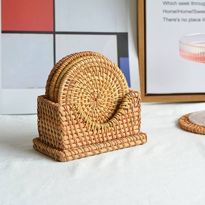 Posavasos/Alfombrillas Circulares de Ratán Natural en Oferta, Decorativas para Mesa, para Bodas, Fiestas y Eventos, Portavasos para Copas de Vino y Jugos - Product Image 3