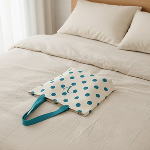 <b>Light</b> <b>Blue</b> Polka Dot Canvas Jute Tote Bag Reusable Eco Friendly Shopping Carry Stylish Daily Use Market Style R.<b>D</b> Bag House - Product Image 3