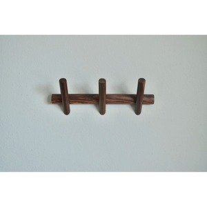 <b>Wood</b> Wall Mounted Hook Rack 5 Hooks Minimalist Style For Towel Robe Storage - Product Image 2