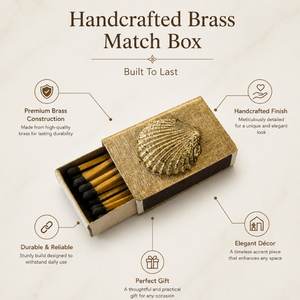 Handcrafted Solid Brass Seashell <b>Matchbox</b> Holder Decorative Match Case Luxury Candle Accessory Fireplace Tabletop Home Decor - Product Image 5