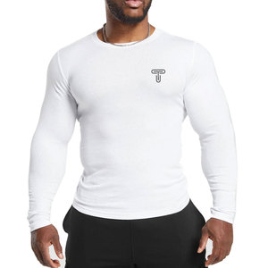T-shirt à manches longues en tissu tissé pour homme, design uni, couleur personnalisée, haute qualité, respirant, polyester/coton, col rond - Product Image 1