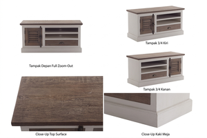 Meuble TV Luna Premium en teck massif écologique et durable, style scandinave moderne, finition naturelle, console TV pour salon - Product Image 5