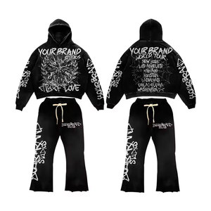 Conjunto de Chándal Personalizado para Hombre, Estilo Urbano, con Estampado 3D Hinchado, Sudadera con Capucha y Pantalón Jogger, Bajo sin Rematar, Diseño Gráfico, Casual - Product Image 3