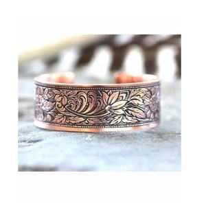 Nueva llegada de brazalete floral de cobre puro, pulsera de cobre hecha a mano, brazalete de cobre sólido puro a precio al por mayor - Product Image 1