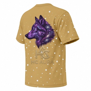 Top Demand Sustainable Cotton/<b>Polyester</b> Unisex Streetwear Golden Color Wolf Design Half-Sleeve T-<b>Shirt</b> Now Available Custom Logo - Product Image 3