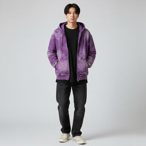Sweat à capuche surdimensionné personnalisé délavé à l'acide avec fermeture éclair intégrale, tendance, 100 % coton molletonné, vente en gros, pour un look décontracté ou streetwear, unisexe - Product Image 6