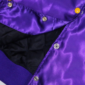 High Quality Women's <b>Purple</b> Satin <b>Varsity</b> <b>Jacket</b> Casual Wear Breathable Dyed Custom OEM Wholesale Service Full Sleeve Autumn - Product Image 4