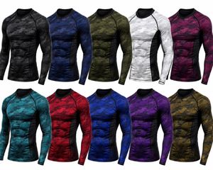 Chemise de compression pour homme à manches longues, col rond, en spandex et polyester, à séchage rapide, imprimé camouflage - Product Image 6