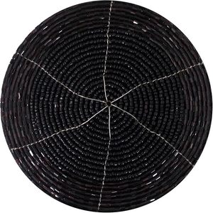 Handmade Customized Glass Beads <b>Round</b> Coaster Bohemian Design Black Woven <b>Placemat</b> - Product Image 1