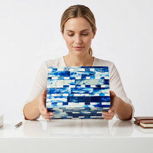 Handmade Blue & White Bone Inlay <b>Stackable</b> Jewelry <b>Storage</b> Box Chess Geometric Design for Living Room Home Decor Gift <b>Container</b> - Product Image 1