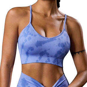 Sujetador deportivo de yoga sin costuras, transpirable, con estampado tie-dye, de alta sujeción, con tirantes finos ajustables y almohadillas extraíbles para mujer. - Product Image 6