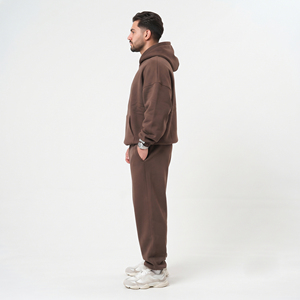 Ensemble de survêtement décontracté pour homme en molleton 100% coton, comprenant un sweat à capuche à manches longues avec cordon de serrage à la taille et un pantalon large - Product Image 3