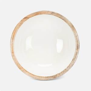 ชามเซรามิกทำมือขอบไม้ ดีไซน์มินิมอล สำหรับเสิร์ฟอาหาร ตกแต่งบ้าน - Product Image 1