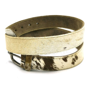 Cow Hide Animal Print Casual <b>Belt</b> with <b>Silver</b> Rectangular Pin <b>Buckle</b> - Product Image 5