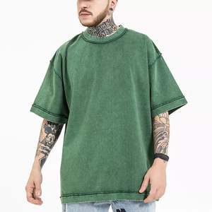 T-shirt d'été oversize en coton épais délavé pour homme, coupe épaules tombantes, style vintage - Product Image 1