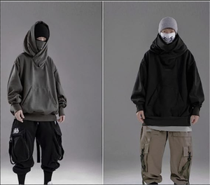 เสื้อฮู้ดดี้ผู้ชายสไตล์นินจา คอสองชั้น ผ้าฝ้าย เทคแวร์ ฮาราจูกุ ฮิปฮอป สตรีทแวร์ - Product Image 6