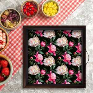 Pink Floral Style <b>Square</b> Serving Trays High Standard Material Available with for <b>Dinning</b> <b>Table</b> Home Multipurpose for Sell - Product Image 2