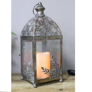 Farol de metal con acabado blanco para decoración del hogar, hotel, farol de mesa, decoración de balcón, farol colgante para velas - Product Image 2