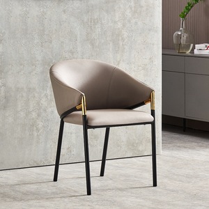 Silla de Comedor <span class=keywords><strong>Vita</strong></span> Bella Sedia Arancione de Diseño con Respaldo Curvo en Cuero Gris para Muebles de Comedor de Villa o Cafetería - Product Image 2