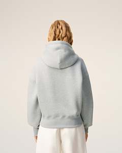 Sudadera con Capucha Gris Claro para Hombre, Corte Regular, Tejido de Algodón, Color Sólido, Estilo Casual para Otoño, Diseño con Logotipo Frontal y Bolsillo - Product Image 3