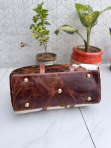 Nouveau Sac de Voyage de Luxe en Cuir de Vachette de Marque, Sac Polyvalent Fait Main, Sac de Voyage Unisexe Grande Taille en Cuir de Vachette à Poils - Product Image 4