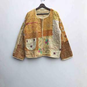 เสื้อแจ็คเก็ตผ้าควิลท์ปักลายคันธาสไตล์โบโฮแบบอินเดียดั้งเดิมหลากสีสันสำหรับผู้หญิง ขายส่ง - Product Image 2