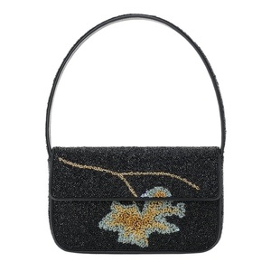 Sac à bandoulière artisanal en perles de rocaille crème, motif hippocampe violet côtier, directement de l'usine - Product Image 4