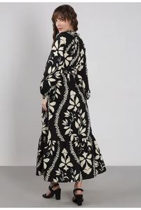 Vestido Midi con Estampado Floral y Cuello en V para Mujer, Talla Grande, con Manga Larga y Cintura Natural - ODM, Vestido Casual para Primavera - Product Image 4