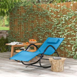 Silla Mecedora Azul Claro Resistente a los Rayos UV y al Agua para Jardín, Piscina, Tomar el Sol, Sillas de Jardín Cómodas - Product Image 2